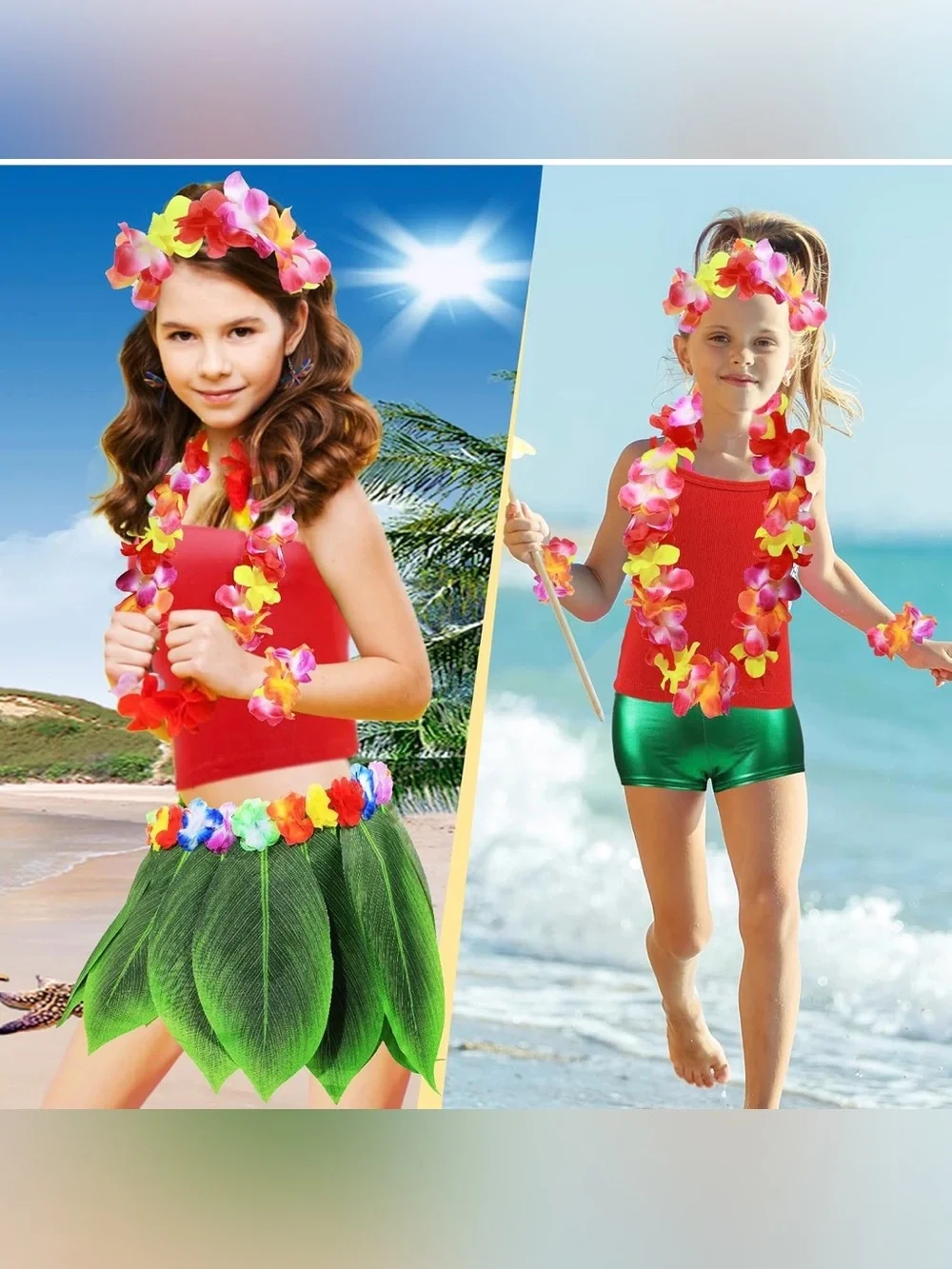 NWT 7 Pcs Leaf Hula Luau Hawaiian Costume size 4-6 years